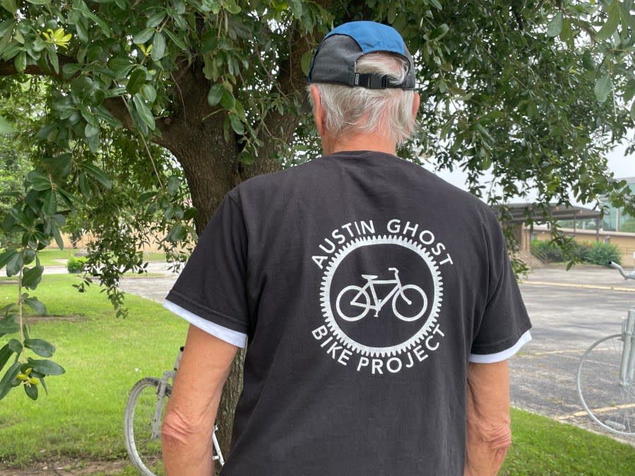 Austin Ghost Bike Project memorializes cyclists killed in crashes. (KXAN Photo/Kelsey Thompson)