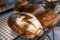 A bakery offers a bread with a bolt sign as a ubiquitous symbol of the protests sweeping across Poland