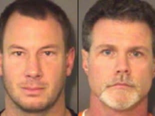 John Dickson (left) and Kenneth Kelly were arrested following a fight outside a middle school wrestling match -- Union County Sheriff's Office