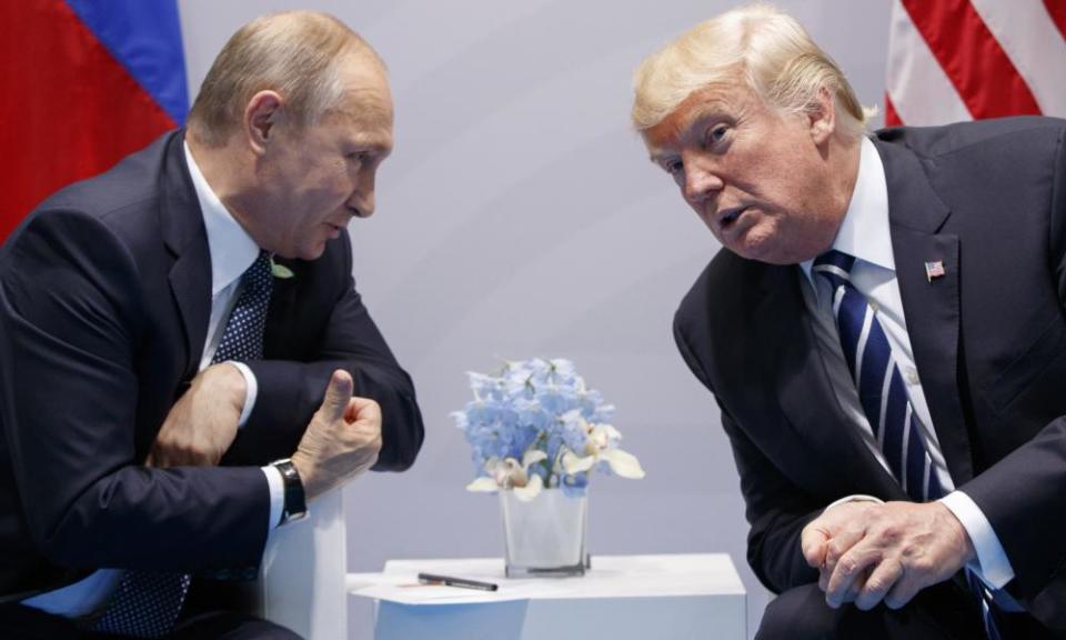 Putin and Trump speak in Hamburg, in July 2017.