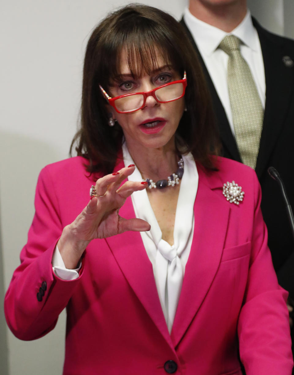 Miami-Dade State Attorney Katherine Fernandez Rundle speaks during a news conference on the arrest of the "pillowcase rapist" responsible for numerous sexual assaults of women in the Miami area during the 1980s, Thursday, Jan. 23, 2020, in Miami. Robert Koehler, 60, was arrested over the weekend in Brevard County and was being held without bond Thursday after his transfer to a Miami jail. (AP Photo/Wilfredo Lee)