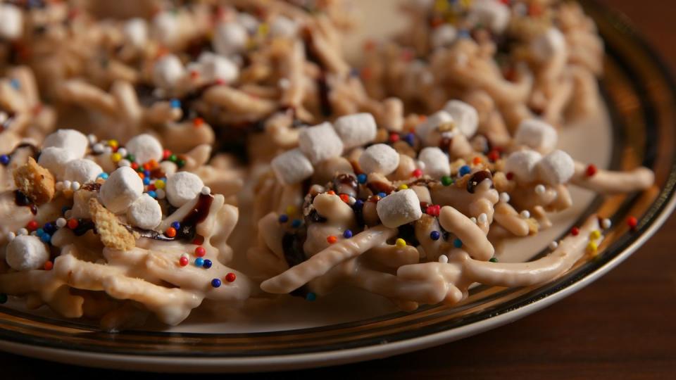 <p>No-bake haystacks are a serious lifesaver when West Virginians are caught up in the holiday rush. Whether they opt for chocolate, butterscotch or peanut butter, these crunchy mounds are always favorites. Change it up by making these fun Buddy The Elf—inspired cookies.</p><p>Get the recipe from <a href="https://www.delish.com/cooking/recipe-ideas/recipes/a50400/buddy-the-elf-cookies-recipe/" rel="nofollow noopener" target="_blank" data-ylk="slk:Delish;elm:context_link;itc:0;sec:content-canvas" class="link ">Delish</a>.</p>