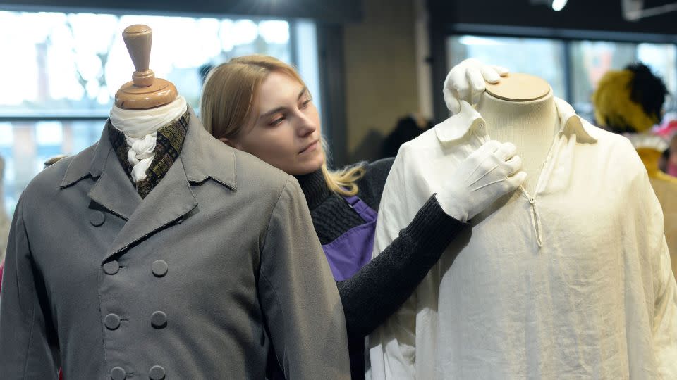 The shirt on display at the "Lights Camera Auction" photocall at Kerry Taylor Auctions on February 27, 2024 in London. - Eamonn M. McCormack/Getty Images