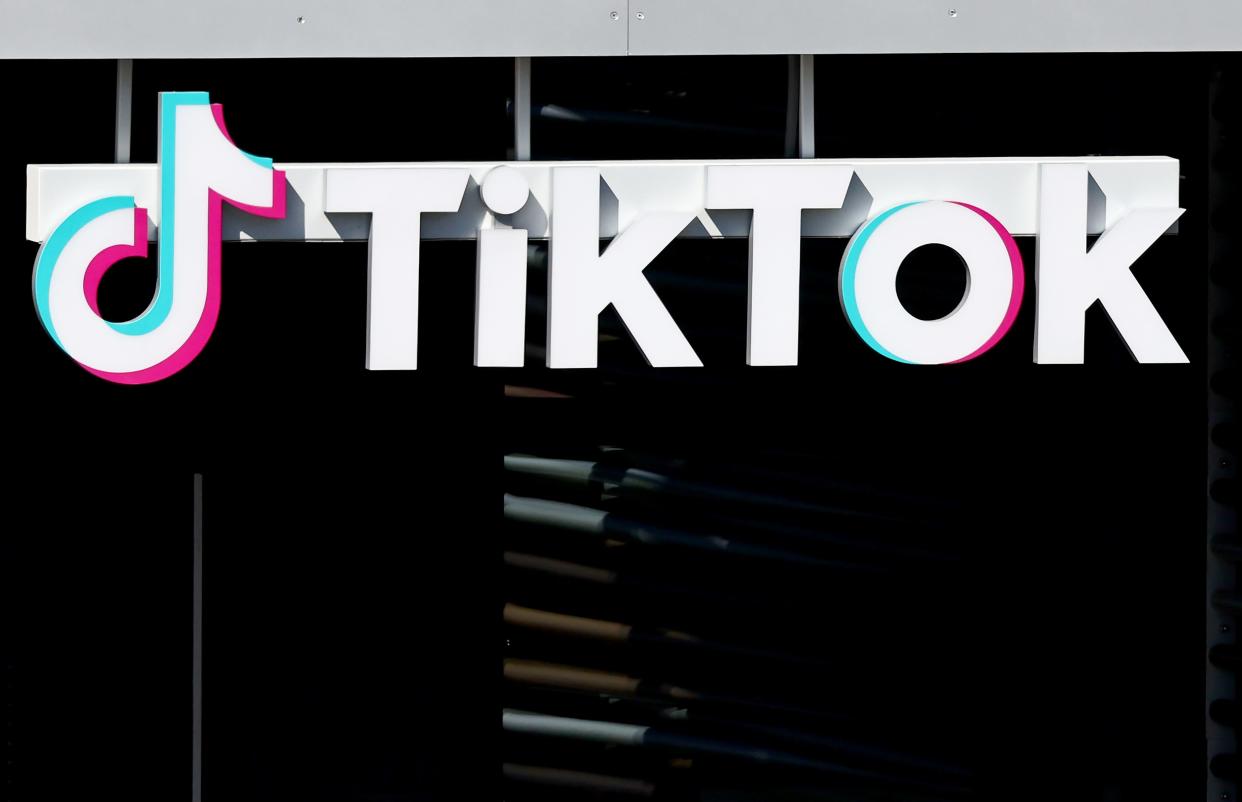 FILE - The TikTok logo is displayed at TikTok offices on March 12, 2024 in Culver City, California.