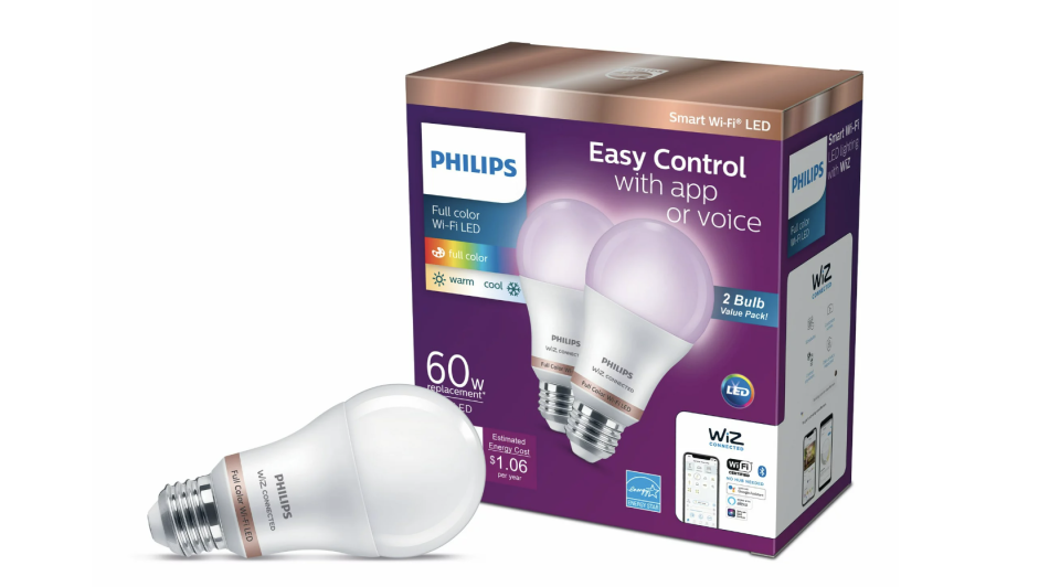 Paquete de 2 focos LED inteligentes de 60 vatios Wi-Fi de Philips