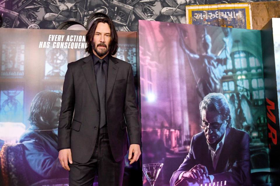 Reeves attends the John Wick special screenings at Ham Yard Hotel in London.