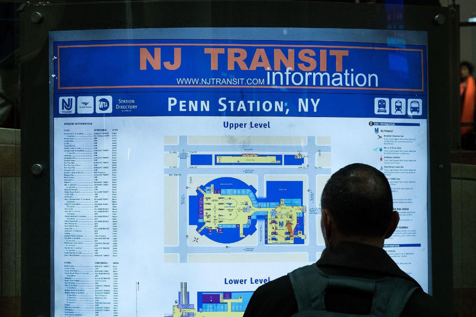 <p>A passenger views a New Jersey Transit information map at Penn Station, September 29, 2016 in New York City. ( Drew Angerer/Getty Images) </p>