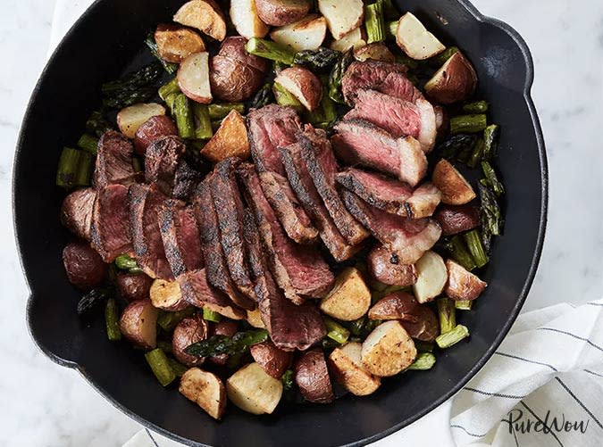 Skillet Steak with Asparagus and Potatoes