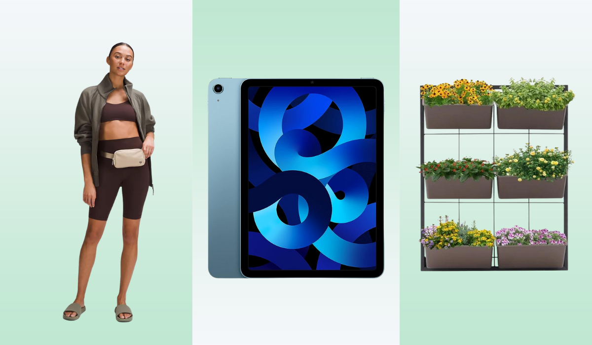 Lululemon belt bag, iPad, vertical planter