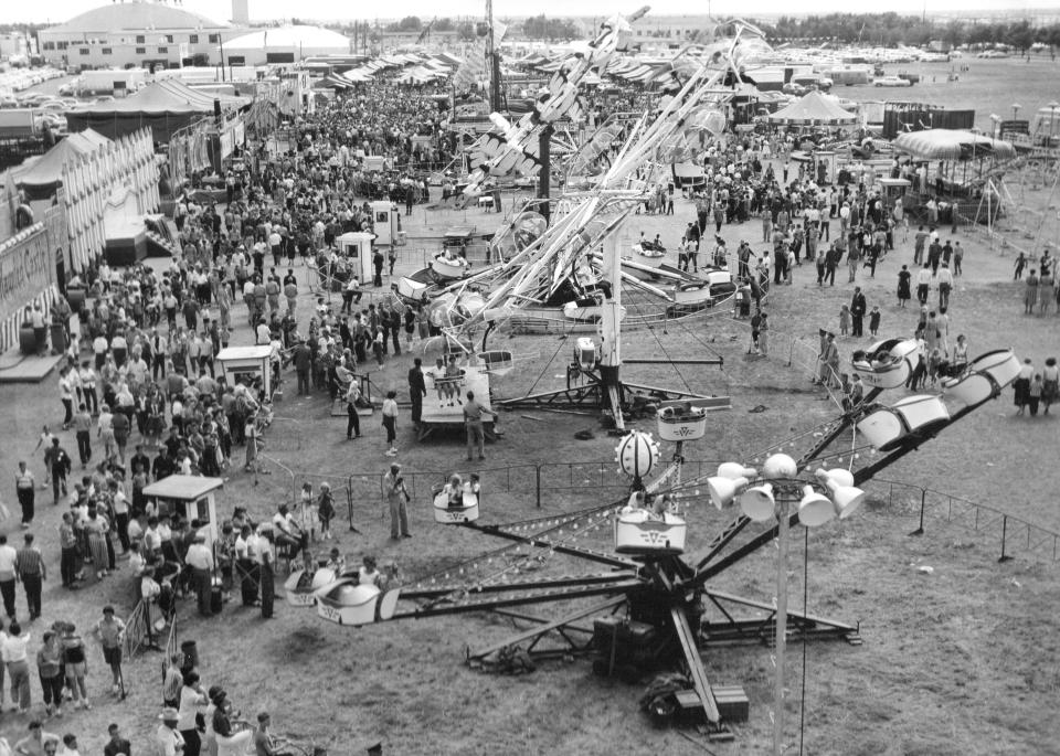 An overall view of the Bill Hames Midway at the Tri-State Fair is seen on Sept. 23, 1958 in this archival photo.