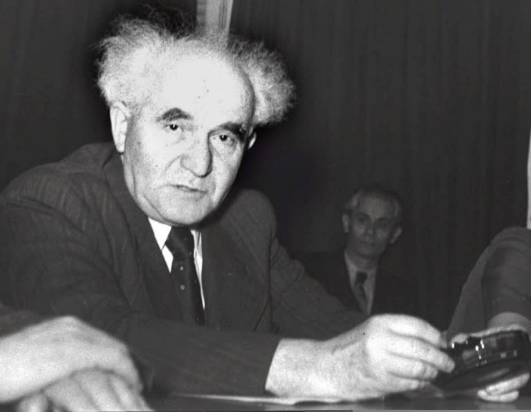 Shimon Peres was put in charge of the nuclear programme by David Ben-Gurion, who is pictured here in 1947 when he was serving as Israel's first prime minister