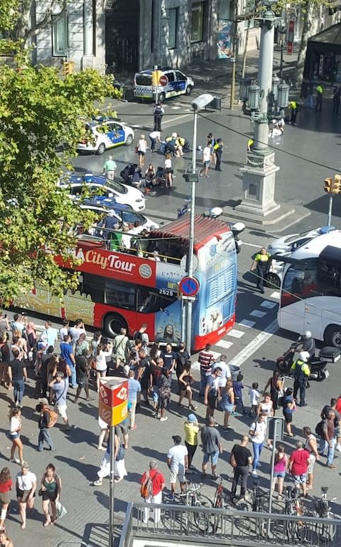 The scene in La Rambla