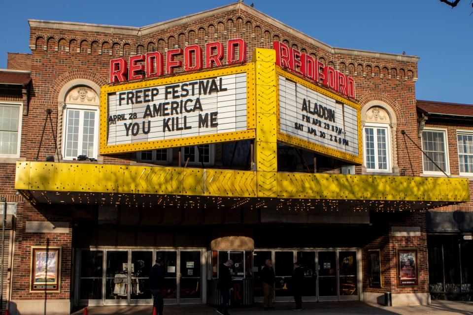 People gather at the world premiere of "America You Kill Me" screening at the 2022 Freep Film Festival at the Redford Theatre in Detroit on Thursday, April 29, 2022. The documentary shares the story of legendary gay rights icon Jeffrey Montgomery.