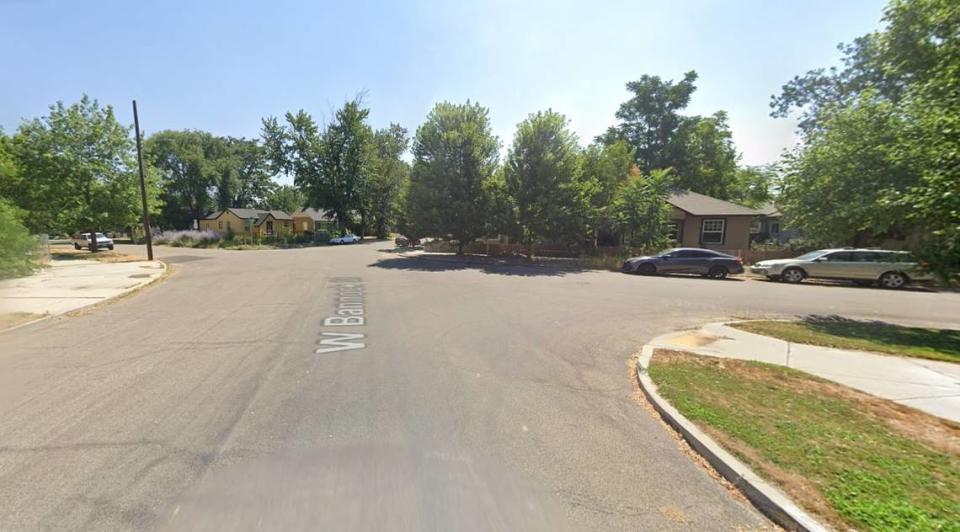 ACHD proposed a traffic circle at 19th and Bannock streets, whose intersection now looks like a deformed X. This street view, looking west, shows the low-visibility and confusing intersection.