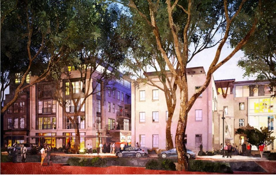 A rendering of the multi-family portion of Starland Village, a four-building mixed-use project in the heart of Savannah's newest neighborhood, Starland. Plans were approved by the planning commission in 2018, but work has yet to progress on the development, which would include apartments, studio and office space, retail, a tavern and event space.