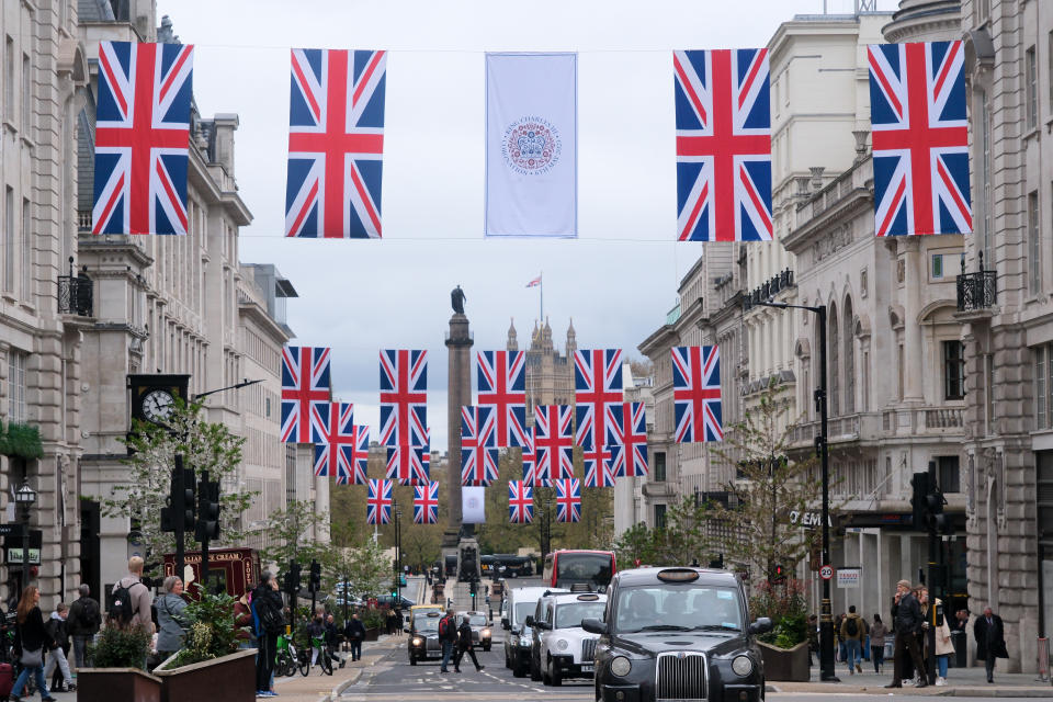 Coronation of King Charles III, flags on Regent Street.