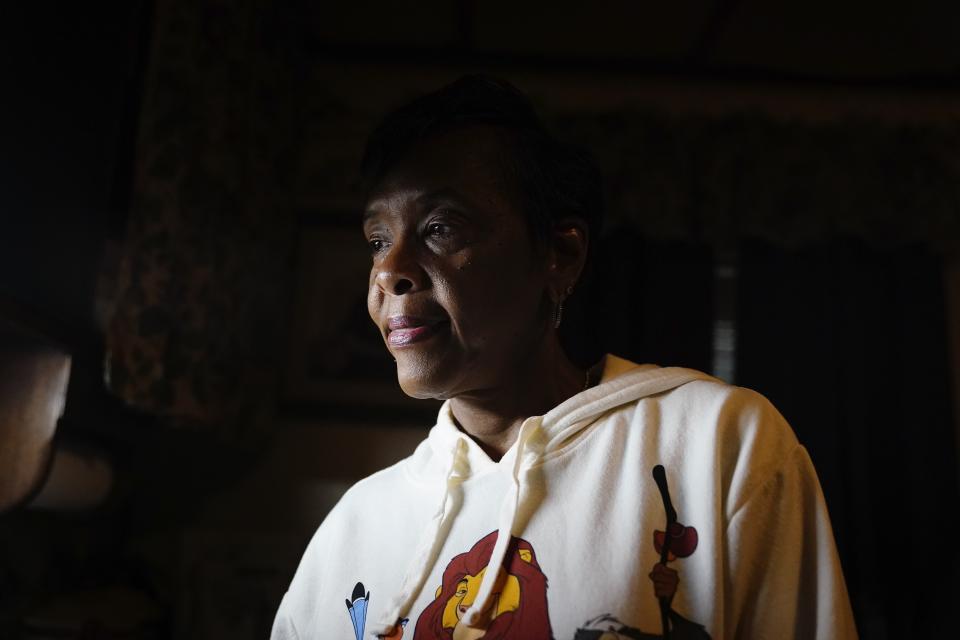 Angela Adams watches her kitchen sink fill with water in her home of 30 years on Tuesday, Dec. 5, 2023, in Alabama Village, the Prichard, Ala., neighborhood where almost one-fifth of the city’s water loss occurs. There is talk of seizing residents' property and paying them to move to help stem the city's water loss and create opportunities for redevelopment. "I'm at an age where I'm planning on retiring. I'm too old to go buy another house," said Adams said. (AP Photo/Brynn Anderson)