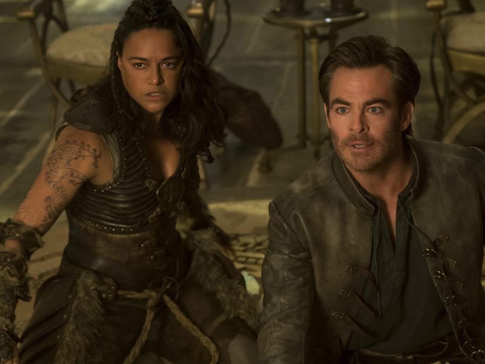 Michelle Rodriguez and Chris Pine in "Dungeons & Dragons: Honor Among Thieves."