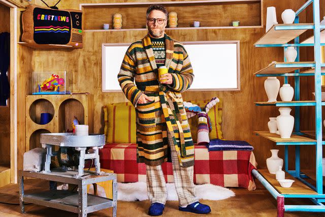 <p>Sam Nixon</p> Seth Rogen poses for the campaign for The Elder Statesman and UGG's new collab