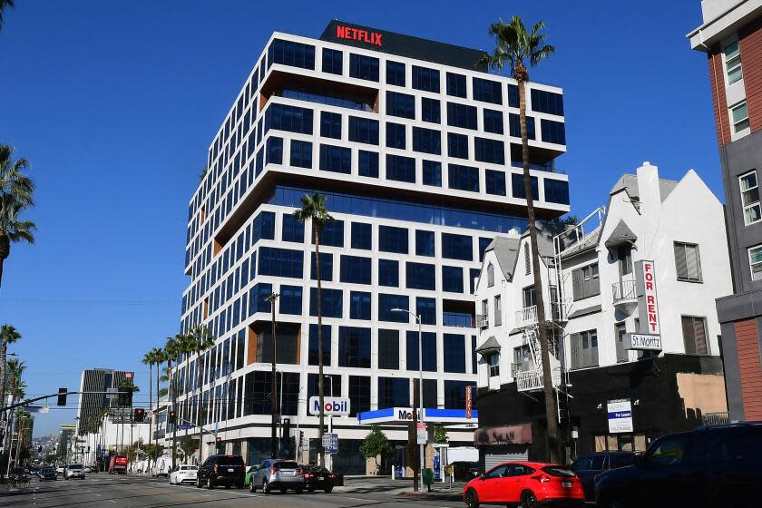 The Netflix building on Sunset Boulevard on October 20, 2021 in Los Angeles, California.