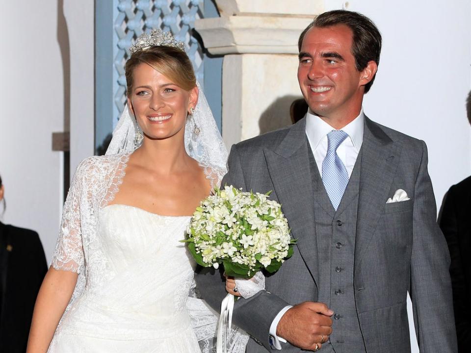 Prince Nikolaos of Greece and Tatiana Blatnik after getting married on 25 August, 2010 in Spetses, Greece (Chris Jackson/Getty)
