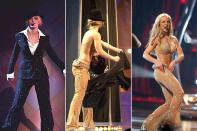 <p>"Wow" was the impression Britney trailed behind her like a comet as she skyrocketed to a new level of superstardom toward the end of the millennium.</p> <p>Two years after <em>... Baby One More Time, </em>Britney stole the show at the 2000 MTV Video Music Awards when she stripped down from a glittering black tuxedo into a nude sequin look. Fans couldn't get enough of her "real voice" as she gave a throaty, almost masculine rendition of "(I Can't Get No) Satisfaction," before transitioning to "Oops!...I Did It Again." </p>