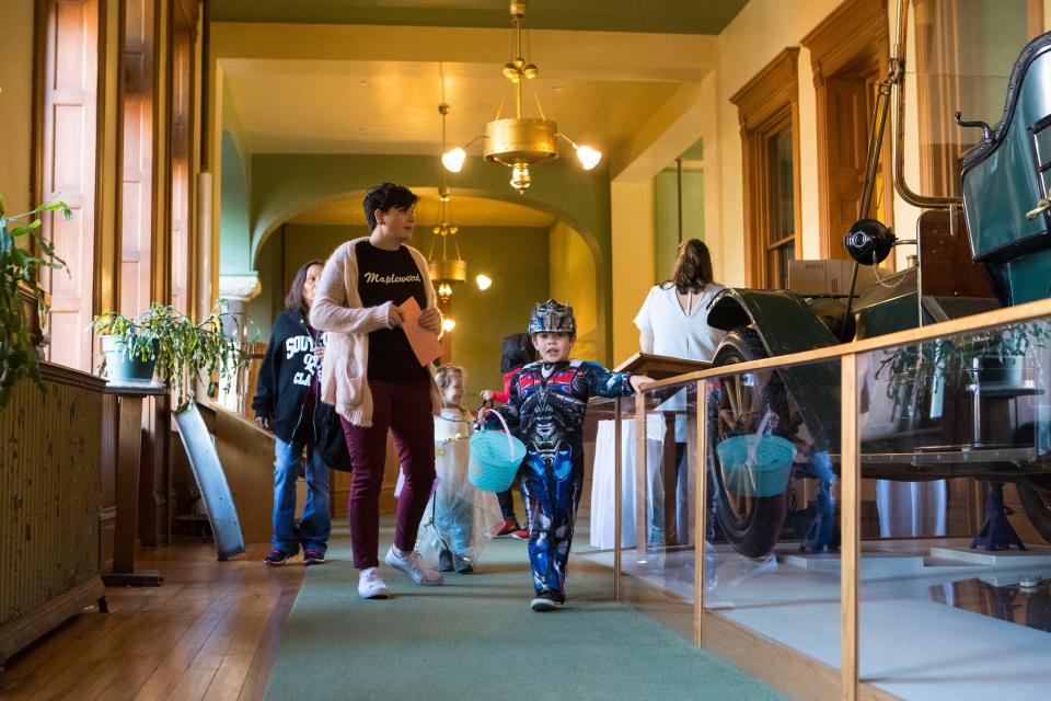Jack Nelson, 5, trick or treats Wednesday, Oct. 31, 2018 at the Old Courthouse Museum in Sioux Falls, S.D.