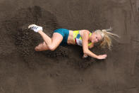 <p>Brooke Stratton of Team Australia competes in the Women's Long Jump final on day eleven of the Tokyo 2020 Olympic Games at Olympic Stadium on August 03, 2021 in Tokyo, Japan. (Photo by Richard Heathcote/Getty Images)</p> 