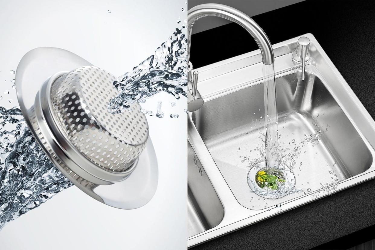 the Amazon strainer in a kitchen sink