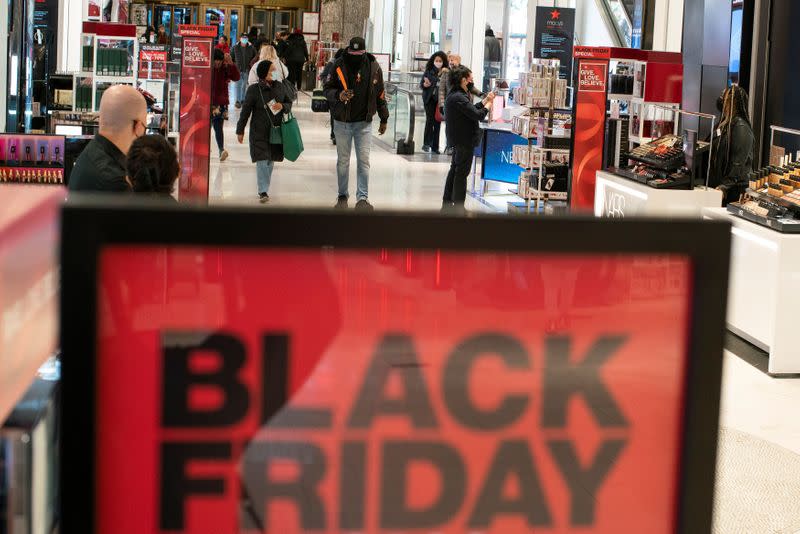 People visit Macy's Herald Square during early opening for the Black Friday sales in Manhattan, New York