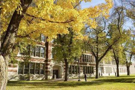 Hibbing High School in the childhood hometown of Bob Dylan, winner of the 2016 Nobel Prize for Literature, is seen in Hibbing, Minnesota, U.S. October 13, 2016. REUTERS/Jack Rendulich