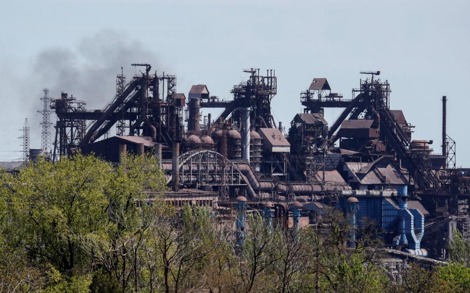 Smoke rises above the Azovstal Iron and Steel Works in Mariupol - Alexander Ermochenko/Reuters