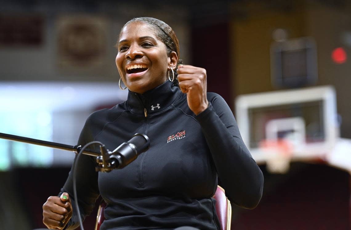 Elon University women’s head basketball coach Charlotte Smith on Monday, June 20, 2022 at Schar Center in Elon, NC. In 1994 the UNC Tar Heels won the NCAA Women’s Division I Basketball Championship on Smith’s game winning shot at the buzzer.