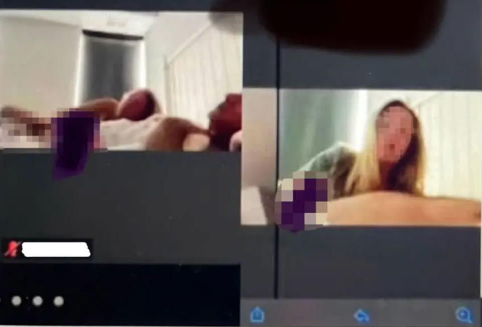 Pictured is a screenshot of the couple during the zoom call