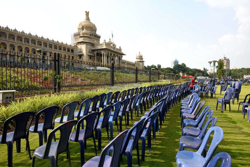 Preparations of swearing-in ceremony of H D Kumaraswamy as Karnataka Chief Minister