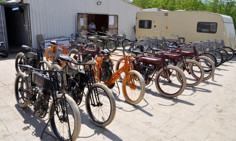 Just a small part of the fleet of bikes they built