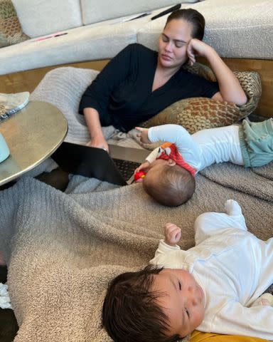 <p>chrissyteigen/Instagram</p> Chrissy Teigen with baby Esti and Wren