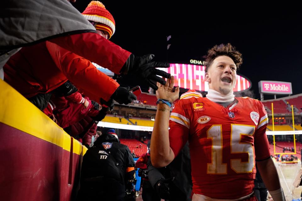 Chiefs quarterback Patrick Mahomes plays his first road playoff game on Sunday in Buffalo.
