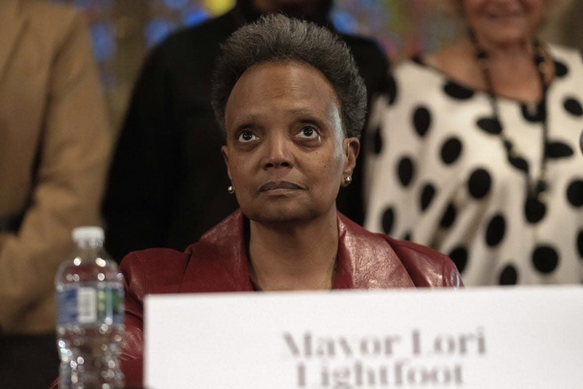Chicago Mayor Lori Lightfoot participates in a forum with other Chicago mayoral candidates hosted by the Chicago Women Take Action Alliance Jan. 14, 2023, at the Chicago Temple in Chicago. Lightfoot is fighting for reelection Tuesday after a history-making but tumultuous four years in office and a bruising campaign threaten to make her the city’s first one-term mayor in decades. (AP Photo/Erin Hooley, File)