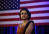 Suparna Dutta, the chairperson of Educators for Youngkin, attends a campaign event in Virginia