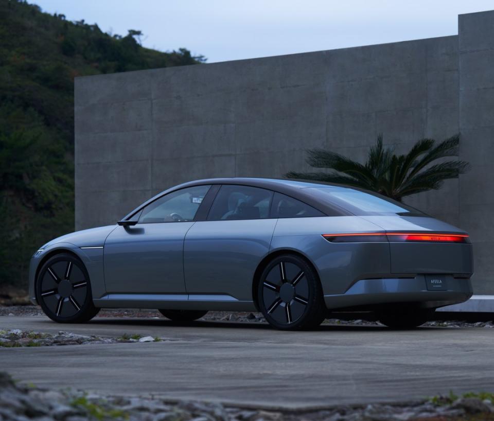 Exterior of sedan outside at twilight