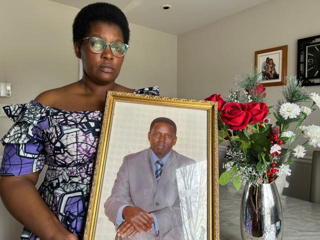 Amoti Furaha Lusi moved to Canada from Congo with her husband, D&#xe9;sir&#xe9; Buna Ivara, with hopes of building a better life. He died of COVID-19 in 2020. (Rowan Kennedy/CBC - image credit)