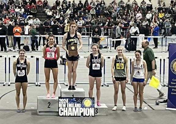 York High School's Cary Drake placed third in the 1-mile run at the New England High School Indoor Track & Field Championship at the Reggie Lewis Track and Athletic Center Saturday, March 2, 2024.