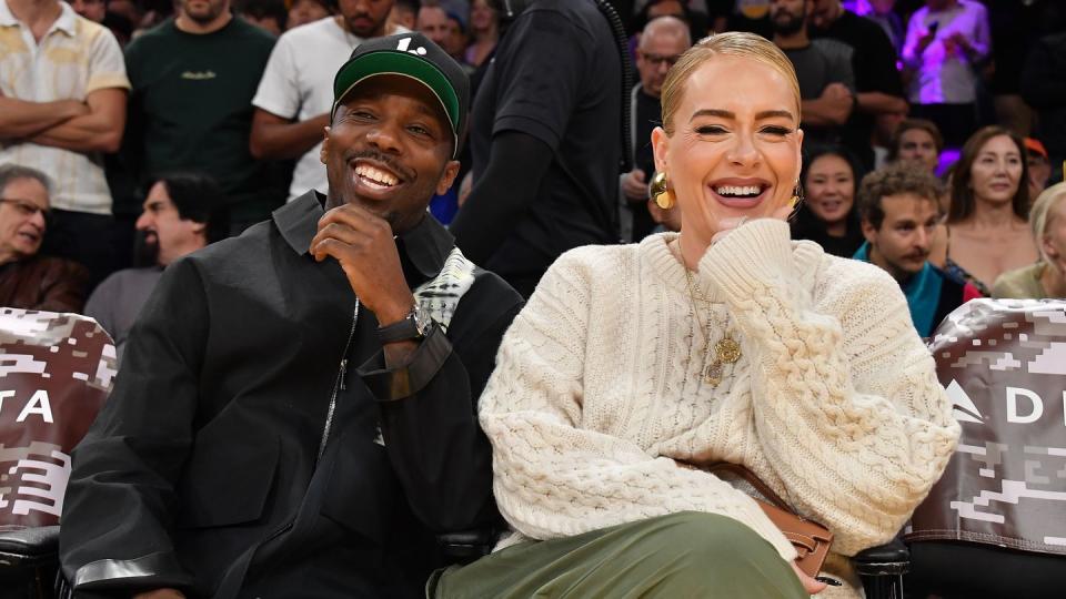 los angeles, california november 22 rich paul and adele attend a basketball game between the los angeles lakers and the dallas mavericks at cryptocom arena on november 22, 2023 in los angeles, california note to user user expressly acknowledges and agrees that, by downloading and or using this photograph, user is consenting to the terms and conditions of the getty images license agreement photo by allen berezovskygetty images