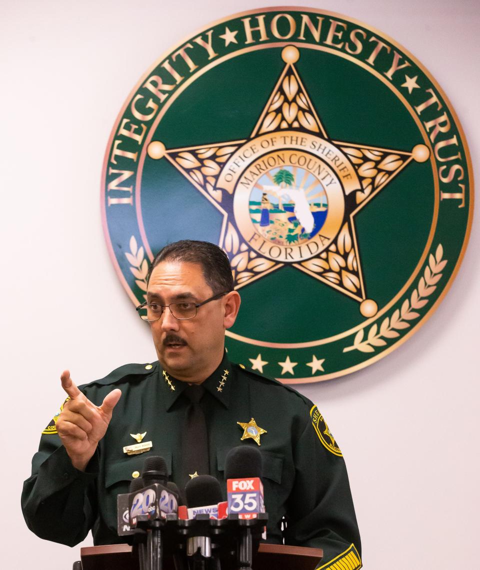 File picture of Sheriff Billy Woods at a press conference talking about the the teens deaths.