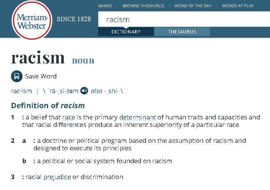 與時俱進 韋氏辭典將更新種族主義定義。(網路圖片)