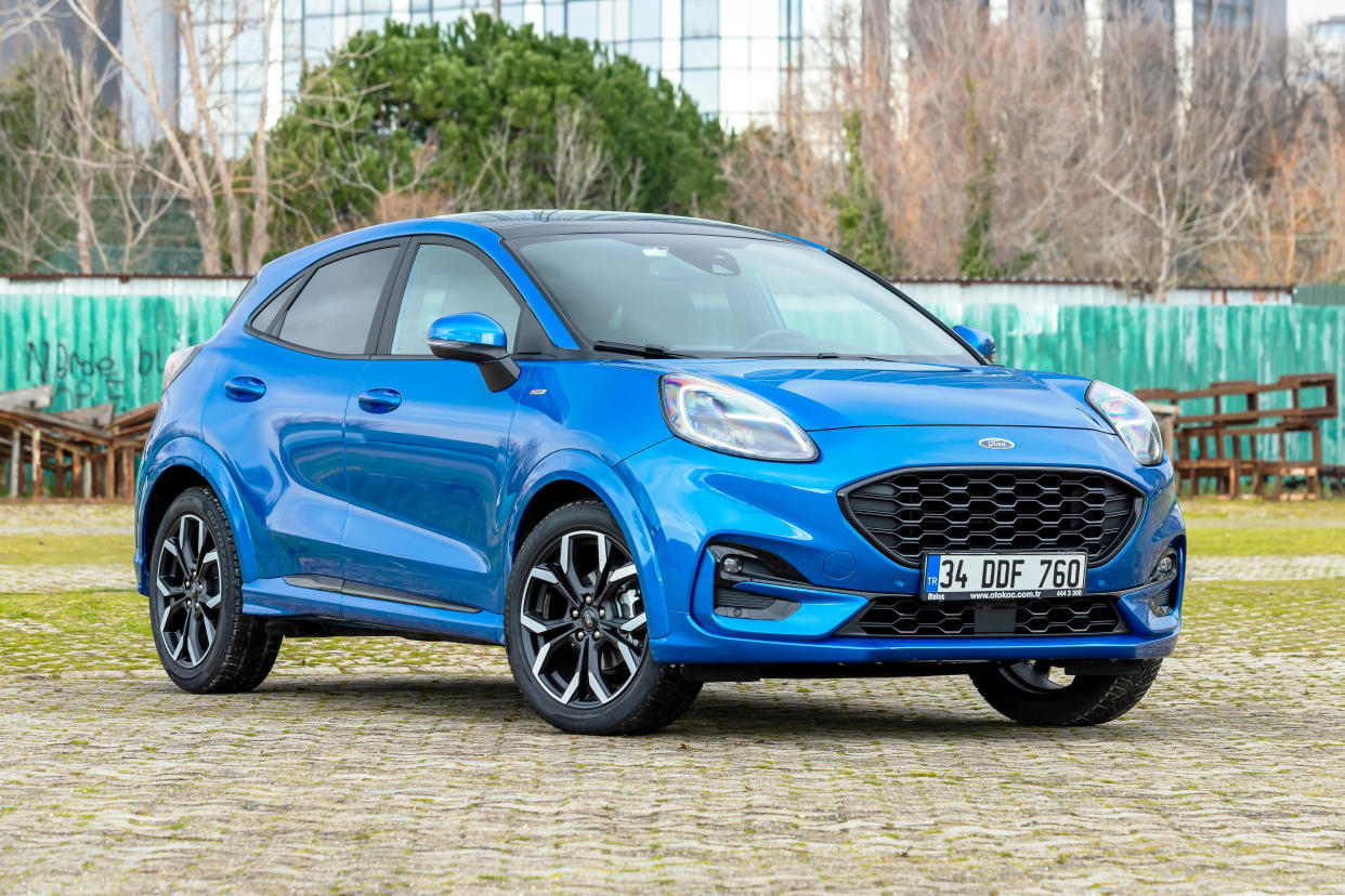 car  Istanbul, Turkey - February 25 2021 : Ford Puma is a subcompact crossover SUV produced by Ford. It is parked for photoshoot.