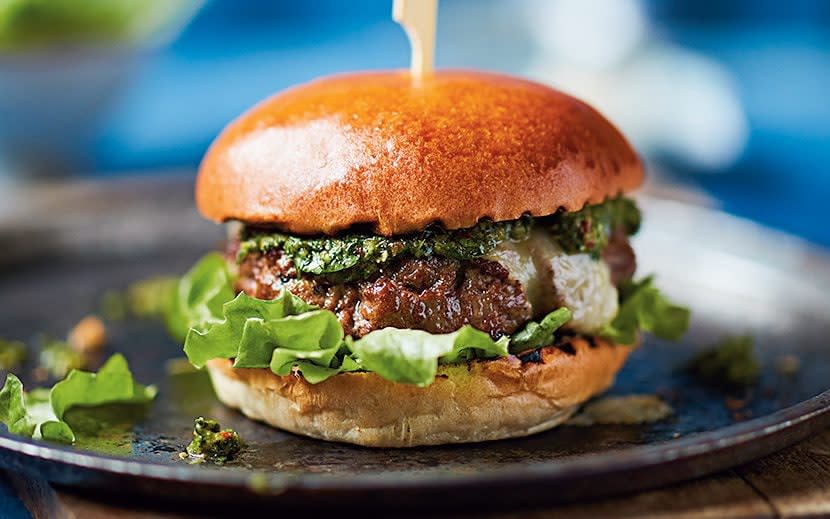 A classic juicy burger with a kick of herby Argentine sauce - 