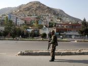 An Afghan National Army (ANA) soldier keeps watch at the area where the Loya Jirga holding in Kabul, Afghanistan