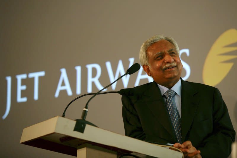 Naresh Goyal, the founder and former chairman of Jet Airways, was in custody Saturday following his arrest in connection to a bank fraud case involving the now-defunct airline. File Photo by Money Sharma/EPA-EFE